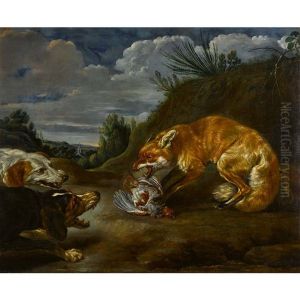 Fuchs Und Hundepaar Im Streit Um Die Beute Fuchs Und Hundepaar Im Streit Um Die Beute