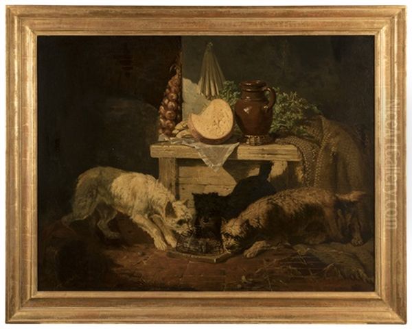 Dogs Playing With Mice With A Still Life In Background - view 1