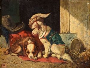 Deux Chiens Sur Le Pas D"une Porte by Vincent de Vos