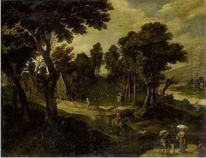 Landschaft Mit Figurenstaffage by Matthijs Bril