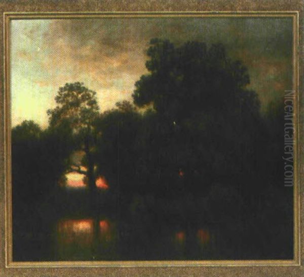 Romantische Flusslandschaft Bei Dammerung - view 1