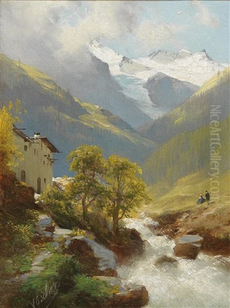 Mountain Landscape With Glacier In The Background - view 1