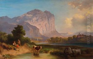 Martinswand Bei Innsbruck Mit Burg Martinsbuhel by Leopold Heinrich Voescher