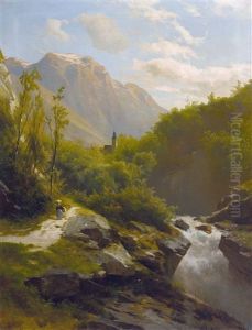 Sommerliches Gebirgsbachtal by Leopold Heinrich Voescher