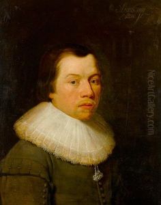 Portrait Of A Gentleman In A Grey Coat And A White Lace Collar