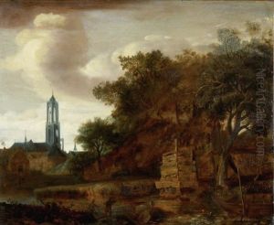 Landschaft Mit Blick Auf Delft by Daniel Vosmaer