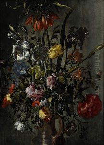 Blomsterstilleben by Jacob Woutersz Vosmaer