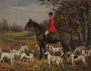 Portrait Of Harry T. Peters On Horseback With Meadowbrook Hounds by Franklin Brook Voss