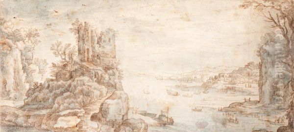 View Of A Ruined Castle And A Busy Port - view 1