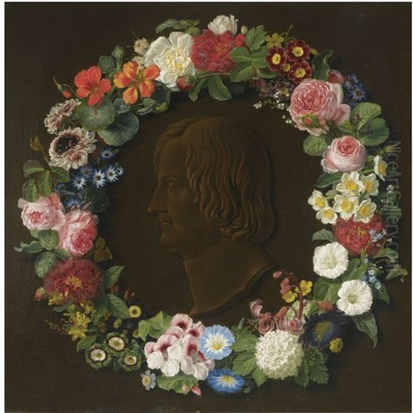 A Portrait Of A Man In A Flower Garland - view 1