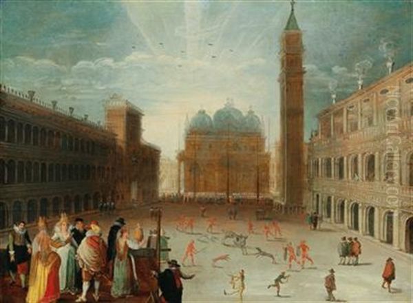 A Carnival Scene In The Piazza San Marco - view 1