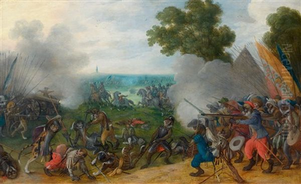 Allegorical Combat Between Armed Monkeys And Cats In A Flemish Landscape - view 1
