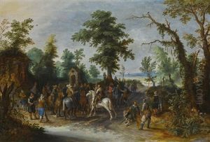 A Gathering Of Soldiers In A Clearing by Sebastian Vrancx