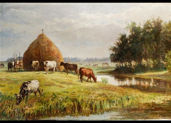 Flusslandschaft Mit Kuhen - view 1