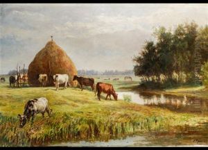 Flusslandschaft Mit Kuhen Flusslandschaft Mit Kuhen