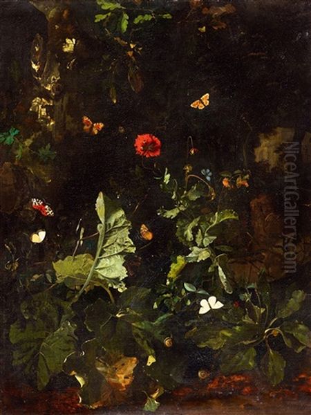 A Forest Still Life With Butterflies - view 1