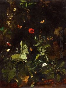 A Forest Still Life With Butterflies by Nicolaes de Vree