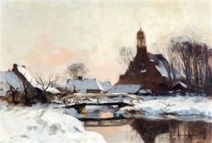 Winters Dorpsgezicht by Cornelis Vreedenburgh