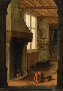 Interior Scene With A Woman Cleaning