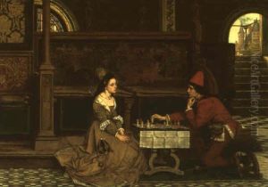 The Chess Game by Albrecht (Albert) Frans Lieven Vriendt