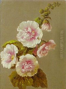 Hollyhocks by Jan Bernard (Jean) de Vriendt