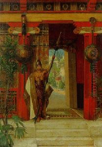 An Oriental Guard On The Porch Of A Palace Garden by Juliaan de Vriendt