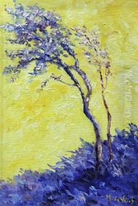 Yellow Sky And Tree by Abraham de Vries