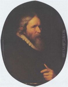 A Portrait Of A Bearded Man Wearing A Black Coat With A White Collar by Abraham de Vries