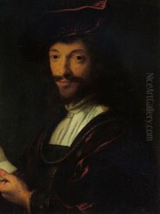 Portrait Of A Gentleman Wearing A Red Velvet Beret And Gown