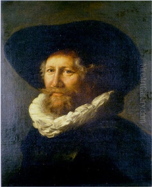 Portrait Of A Gentleman, In A Black Hat With A White Ruff Collar - view 1