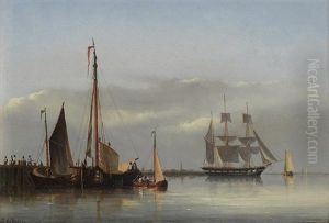 Dutch Harbor Scenes (a Pair) by Emanuel De Vries