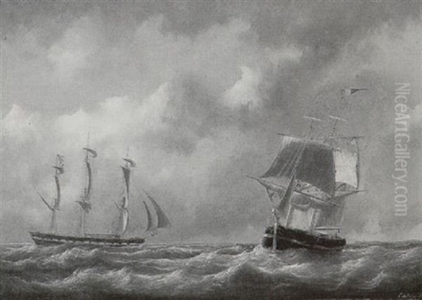 Klipper En Brik Op Ruige Zee - view 1