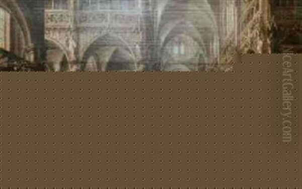 Interior Of A Gothic Cathedral With Figures - view 1