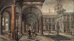 Mythologische Szene Vor Italienischer Palastarchitektur by Hans Vredeman (Jan) de Vries
