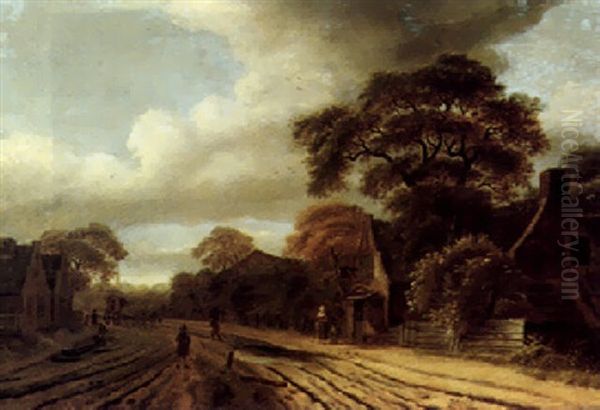 Travellers Passing Through A Village - view 1