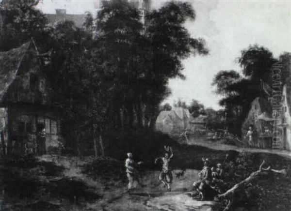 Dorfstrasse Mit Tanzenden Bauern - view 1