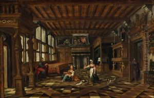 Interior With Christ In The House Of Martha And Maria by Paul Vredemann van de Vries