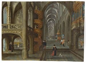 Kircheninterieur Mit Wendeltreppe by Paul Vredemann van de Vries
