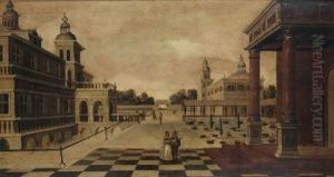 Personnages Dans Une Architecture Imaginaire by Paul Vredemann van de Vries