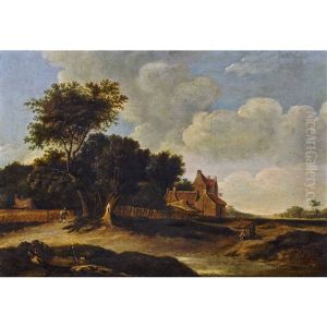 Landschaft Mit Gehoft Und Staffage by Roelof van Vries
