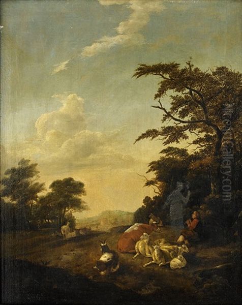 Landscape With Shepherd And Cattle - view 1