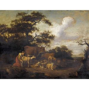 Landschaft Mit Melkender Bauerin Landschaft Mit Melkender Bauerin