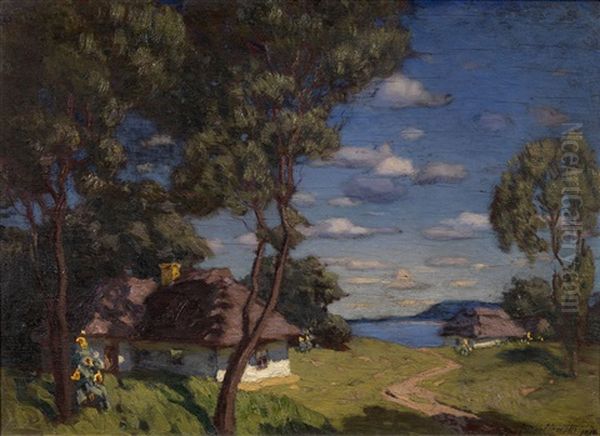 Ukrainian Landscape With Cottages - view 1