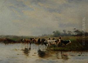 Koeien Aan Het Water by Jan Vrolijk
