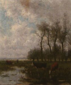 Koeien Bij De Drinkplaats by Jan Vrolijk