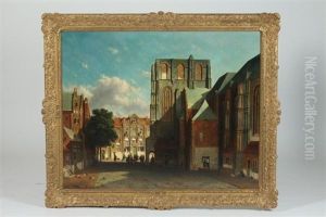 Street Scene by Adrianus Jacobus Vrolyk