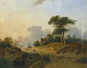 Landschaft Mit Heimkehrenden Hirten Im Abendlicht