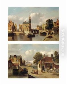 A Capriccio View Of The Munt, Amsterdam; A Capriccio View Of Haarlem With The St. Bavo Church (pair)