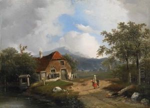 Landschaft Mit Gehoft Und Figurenstaffage
