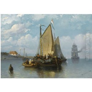 A Boating Party by Adrianus Jacobus Vrolyk